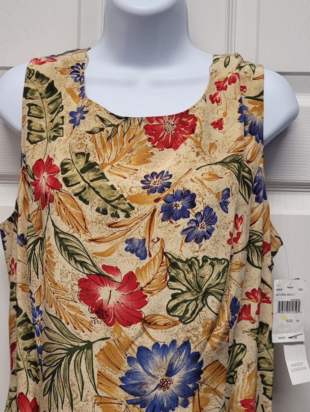Maggy London Silk Vintage Open Back  Floral Maxi Dress Size 14 - Picture 2 of 11